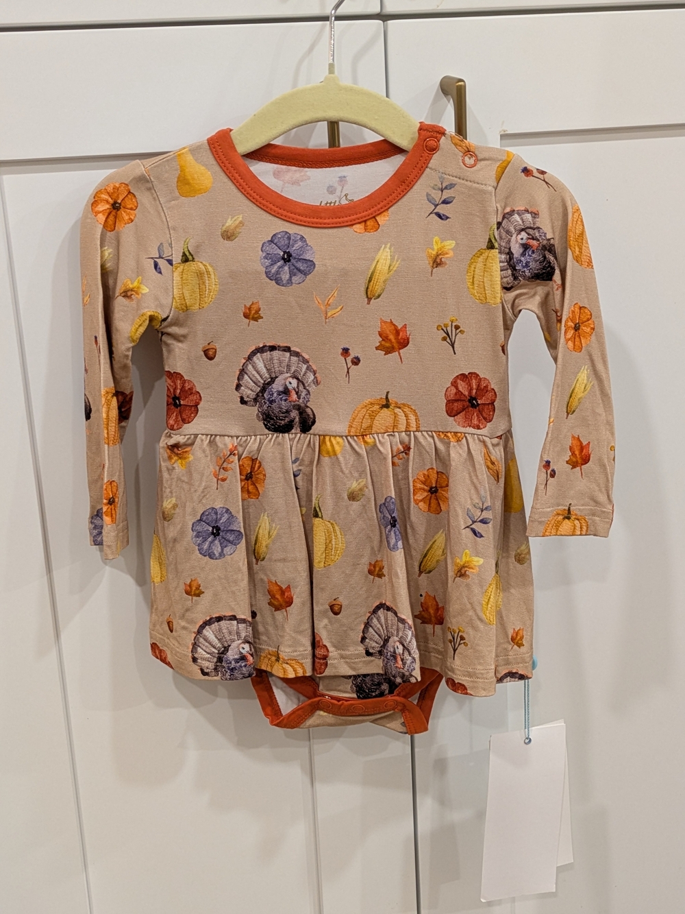 Little Crowns Capes Baby Twirl Bodysuit Dress - Thanksgiving
